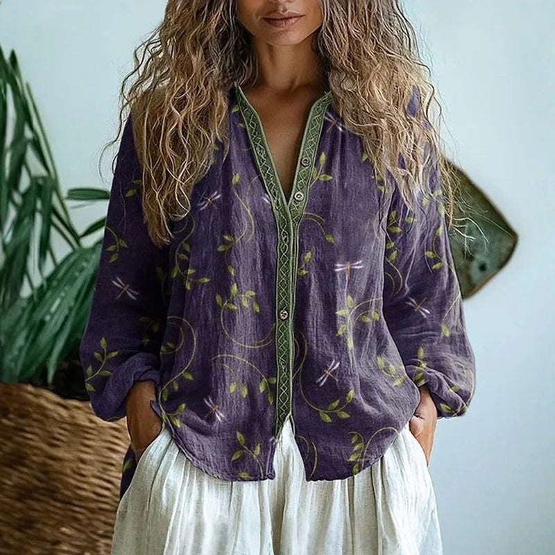 Solèna | Boho Floral Button Blouse