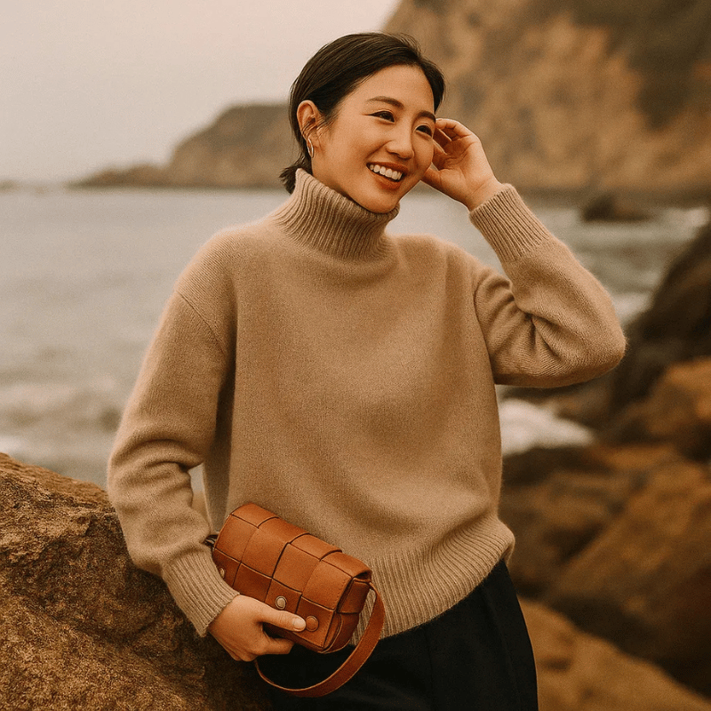 Amelie | Luxurious cashmere-blend turtleneck sweater