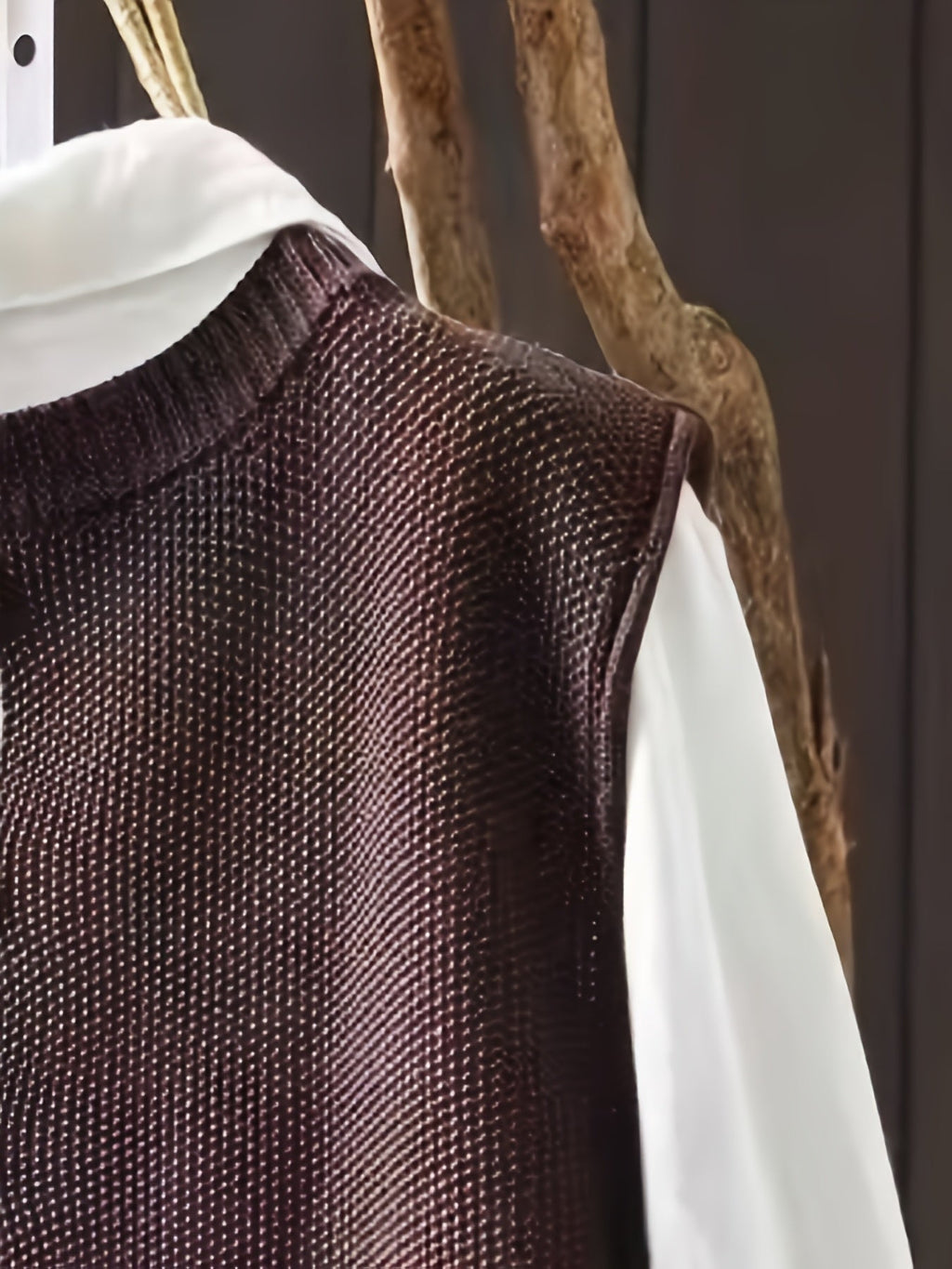 Avery | Classic Knit Vest with Layered Shirt Look