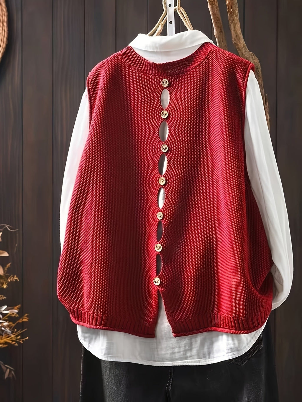 Avery | Classic Knit Vest with Layered Shirt Look