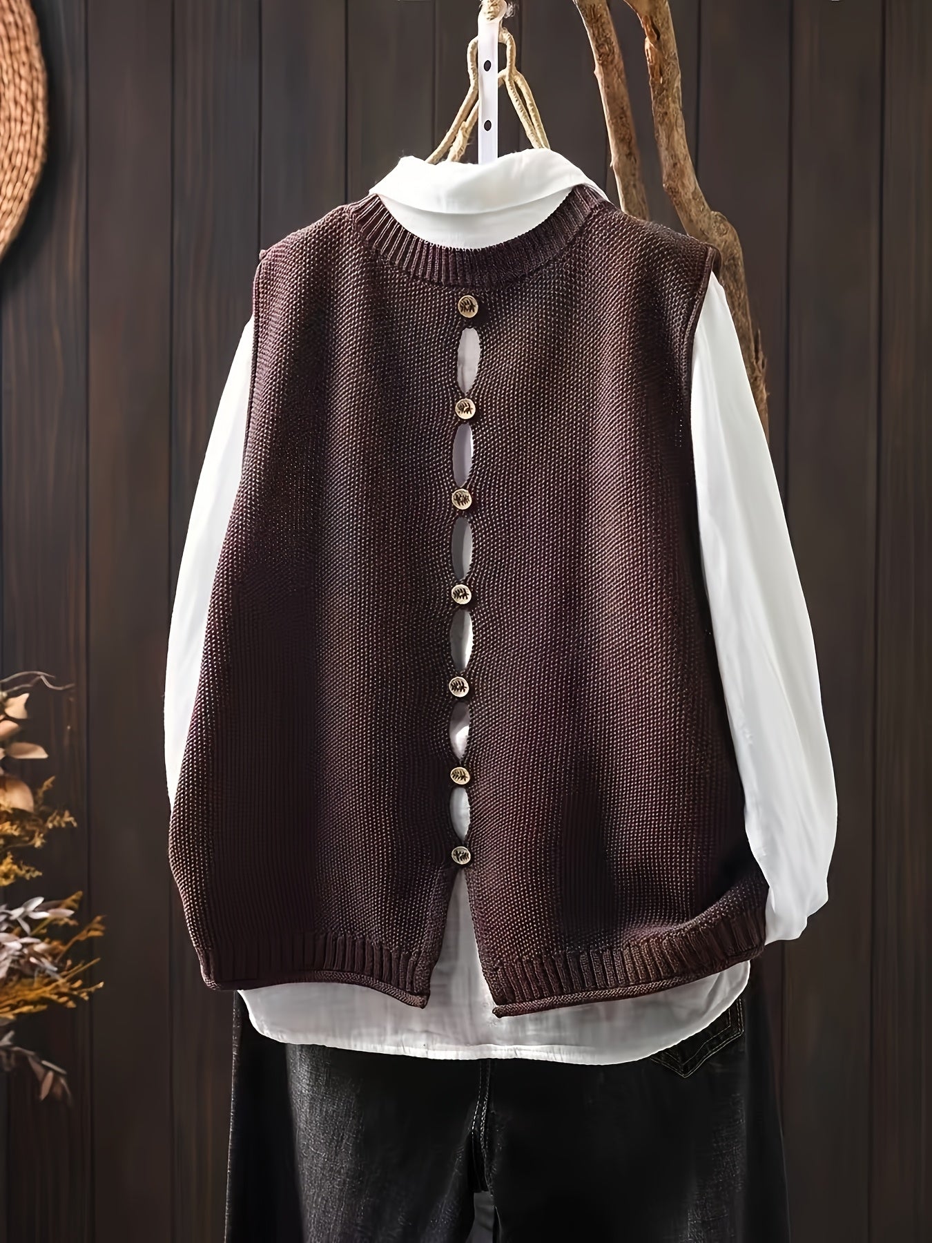 Avery | Classic Knit Vest with Layered Shirt Look