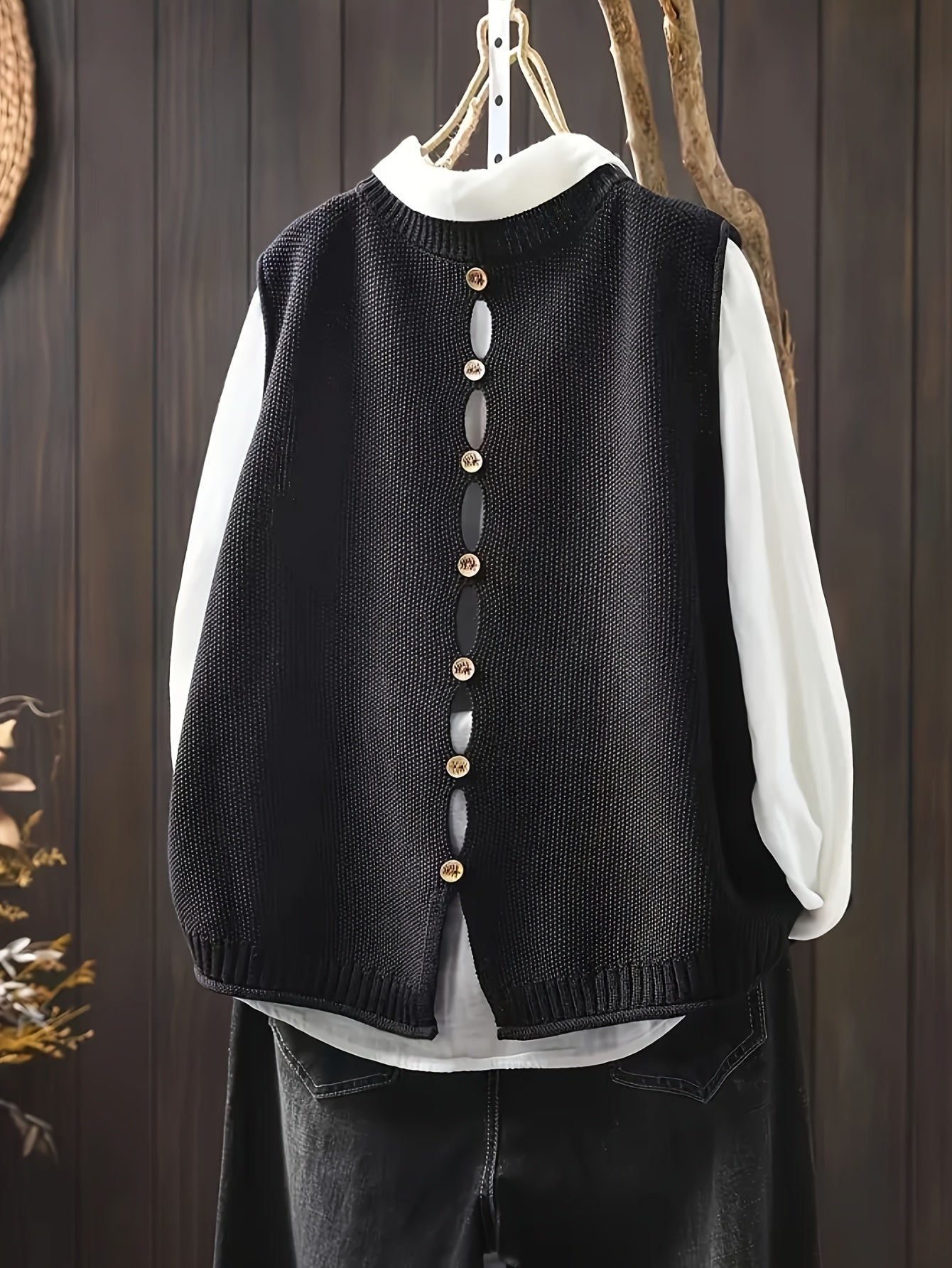 Avery | Classic Knit Vest with Layered Shirt Look