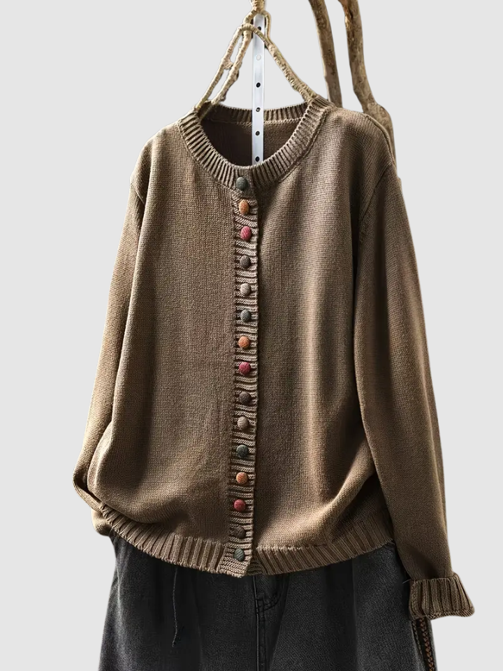 Lena | Knitted Cardigan with Colorful Buttons