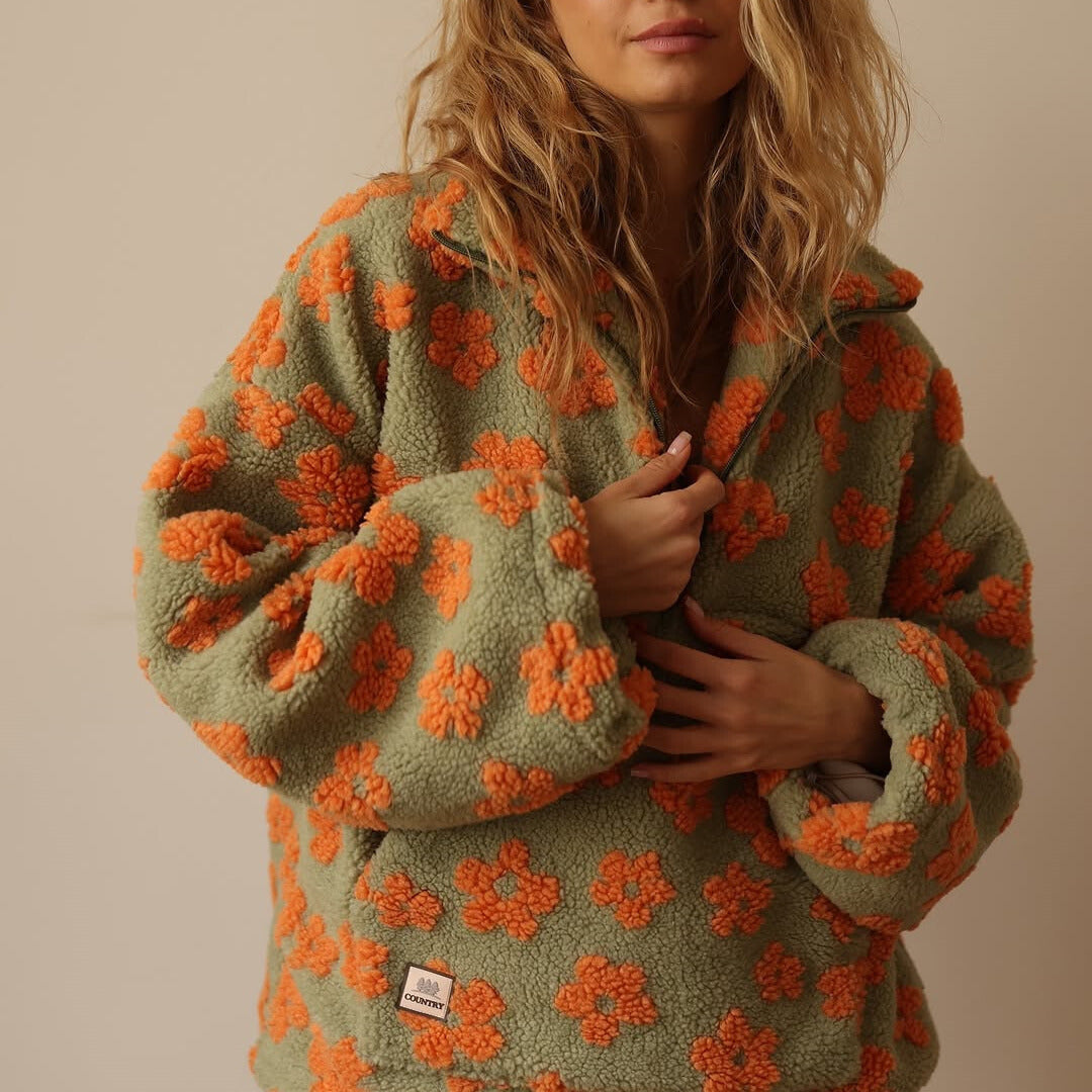 Nalia | Floral Fleece Pullover