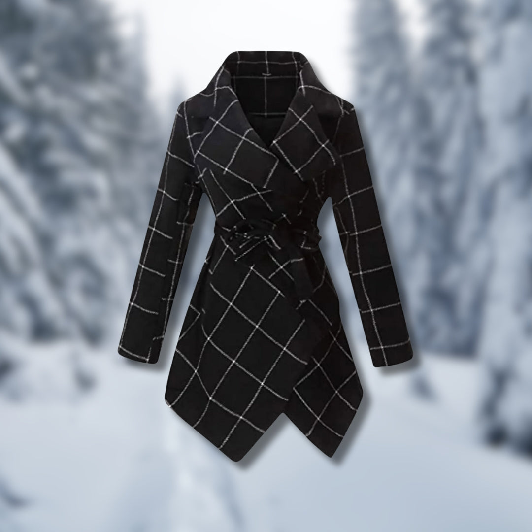 Harper | Elegant Wrap Coat with Check Pattern