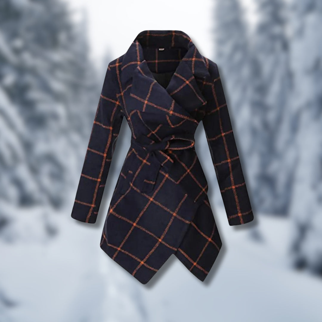 Harper | Elegant Wrap Coat with Check Pattern