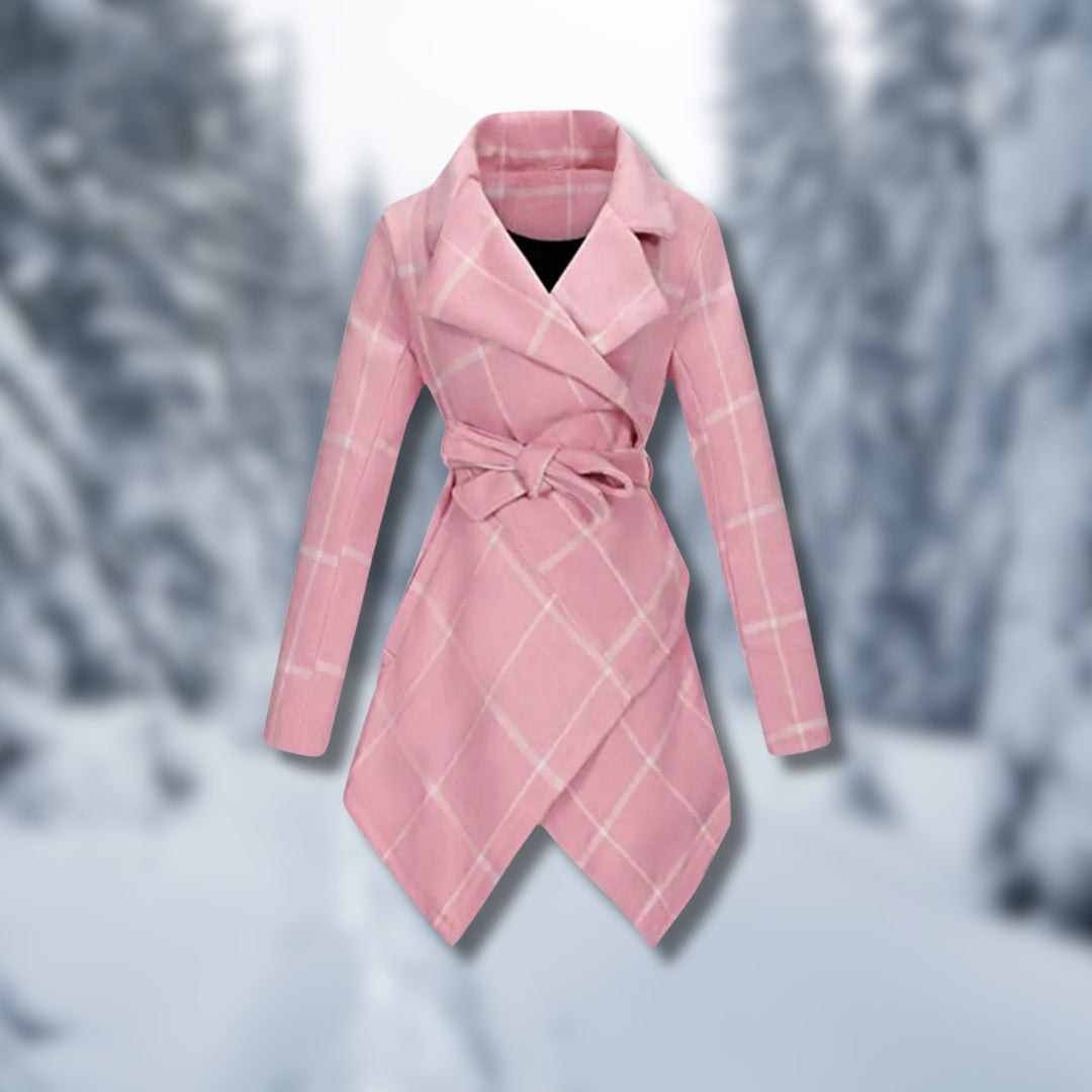 Harper | Elegant Wrap Coat with Check Pattern