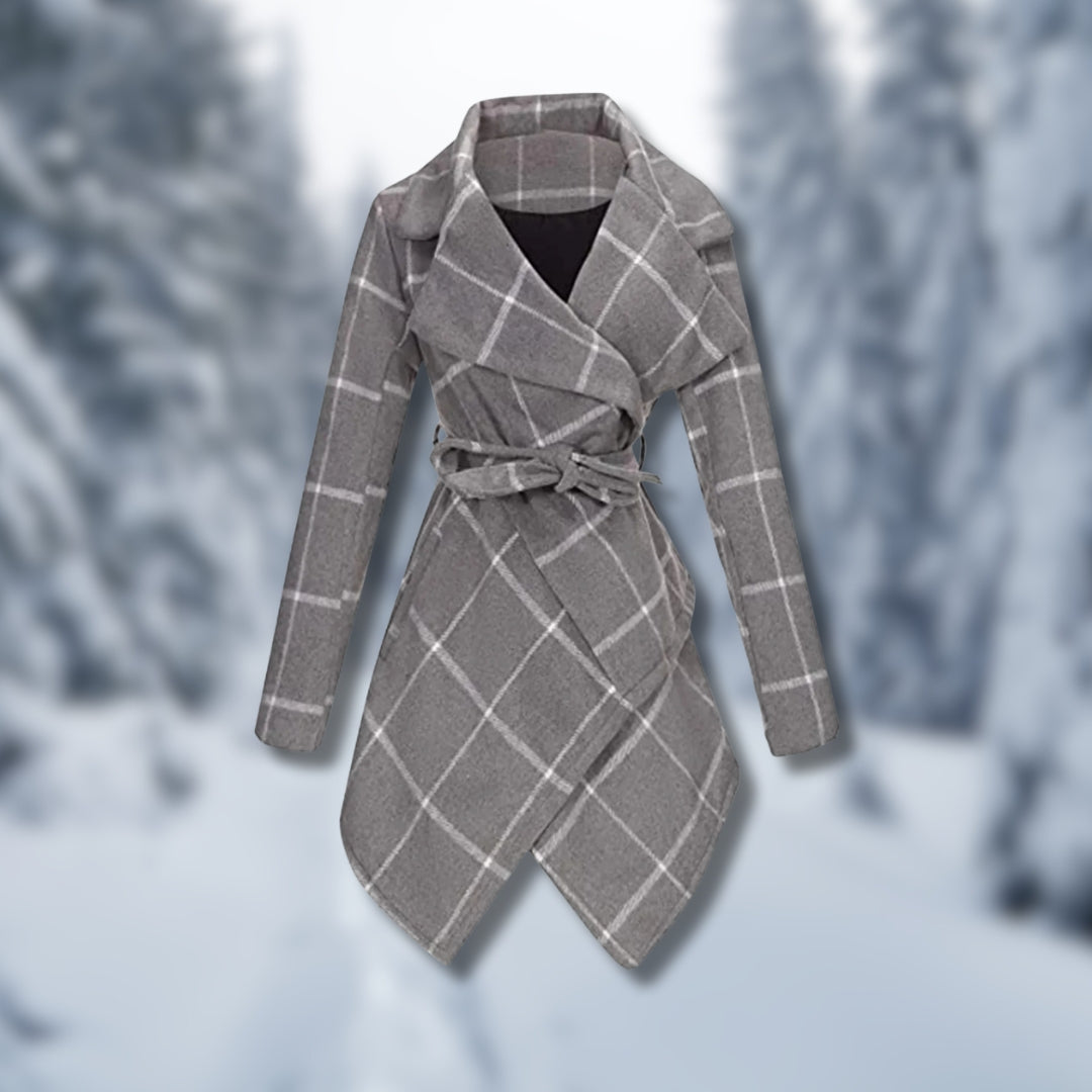 Harper | Elegant Wrap Coat with Check Pattern
