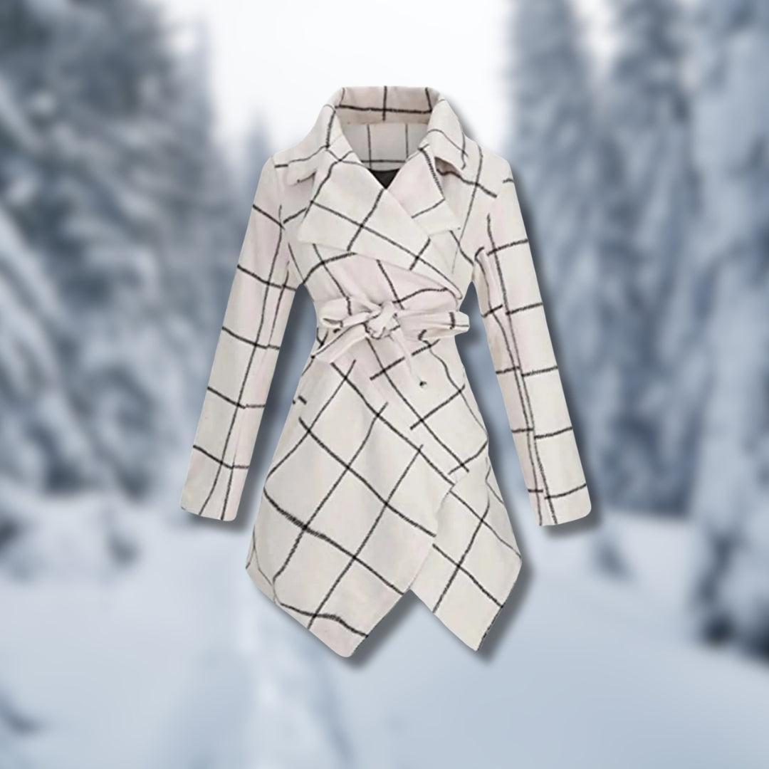 Harper | Elegant Wrap Coat with Check Pattern