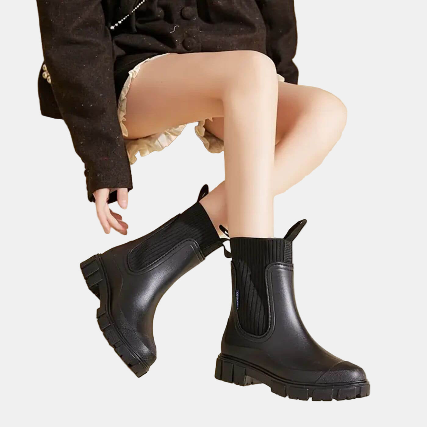Noah | Chunky Chelsea Rain Boots in Black