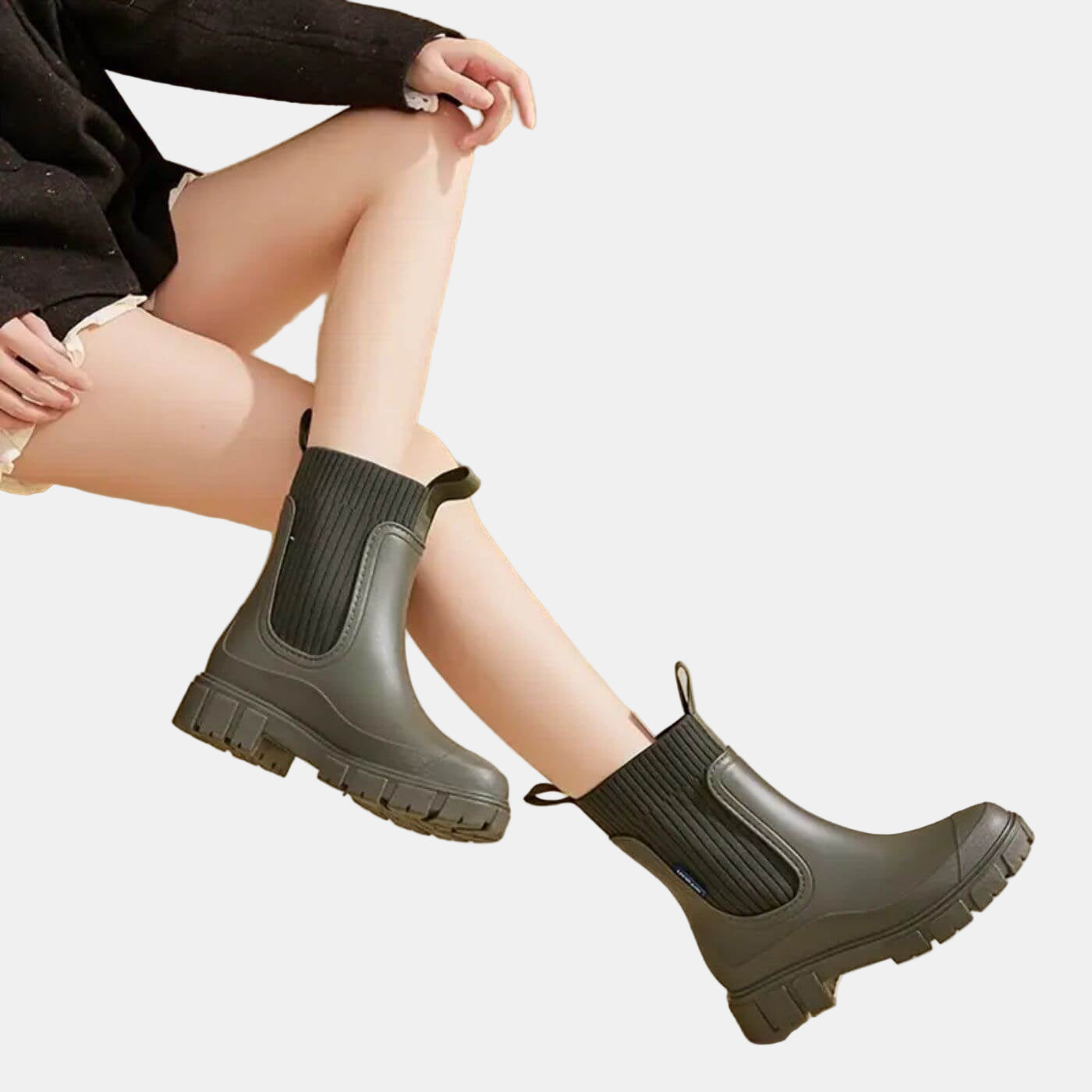Noah | Chunky Chelsea Rain Boots in Black