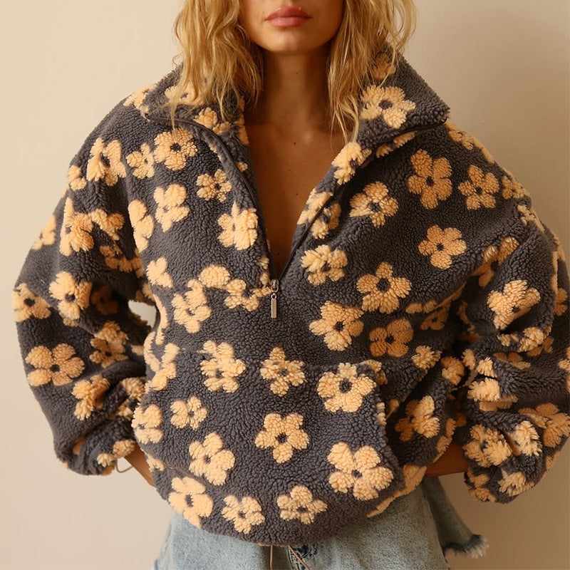 Nalia | Floral Fleece Pullover