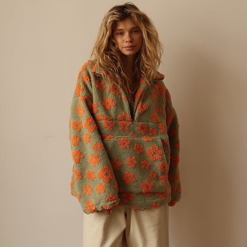 Nalia | Floral Fleece Pullover