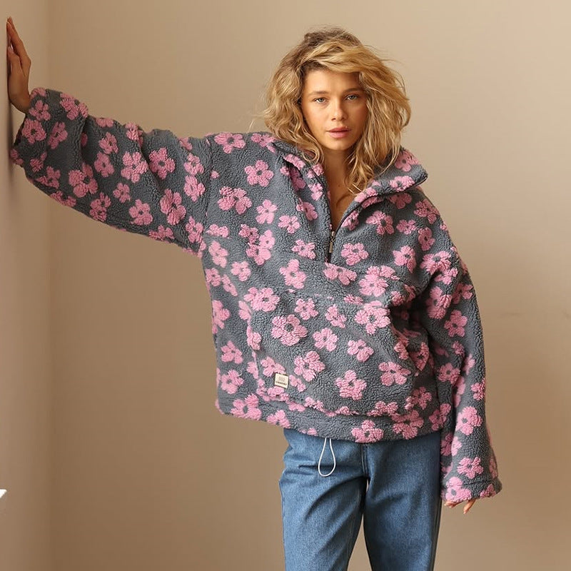 Nalia | Floral Fleece Pullover