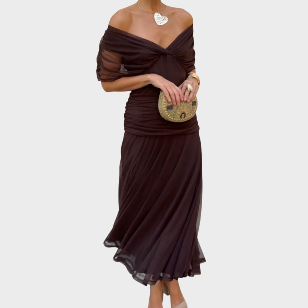 Amélina | Elegant Off-Shoulder Evening Dress