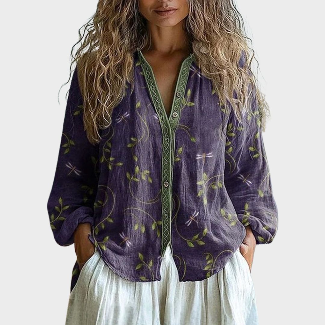 Solèna | Boho Floral Button Blouse