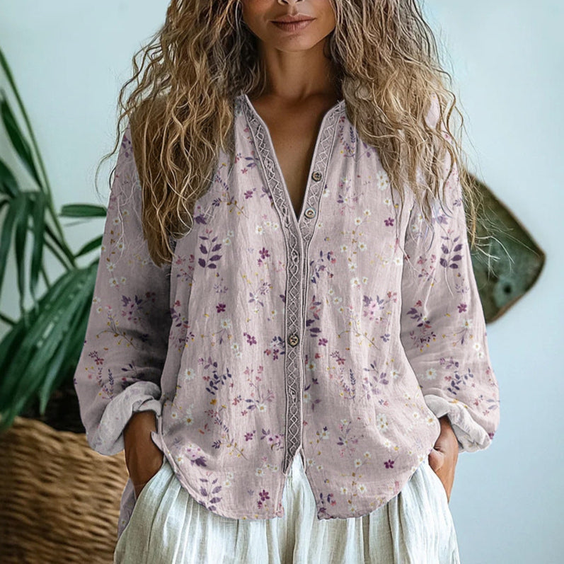Solèna | Boho Floral Button Blouse