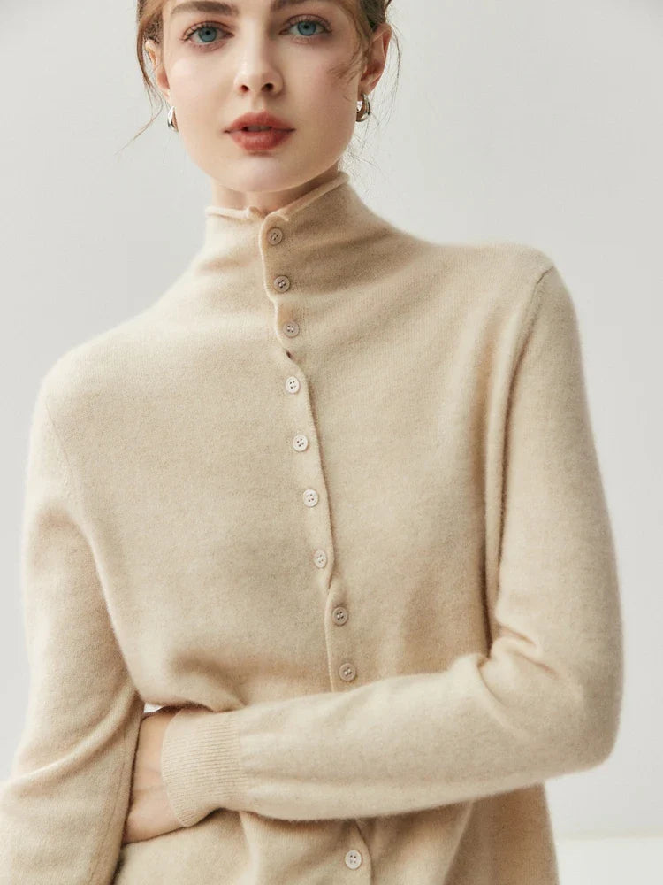 Solène | cashmere-blend sweater with back button placket