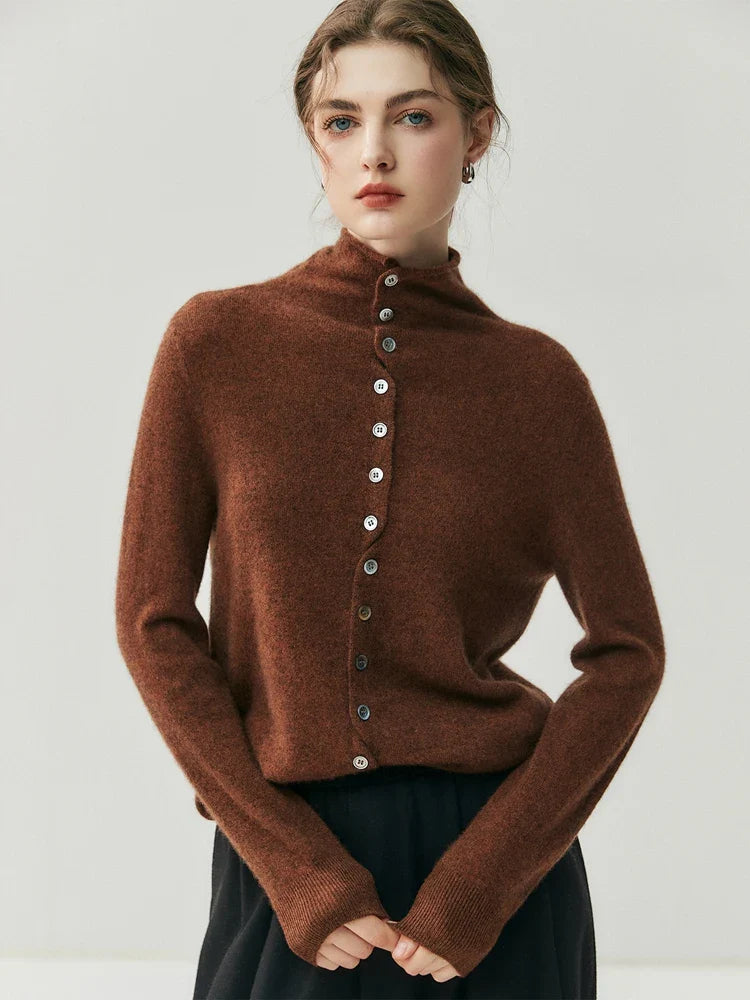 Solène | cashmere-blend sweater with back button placket