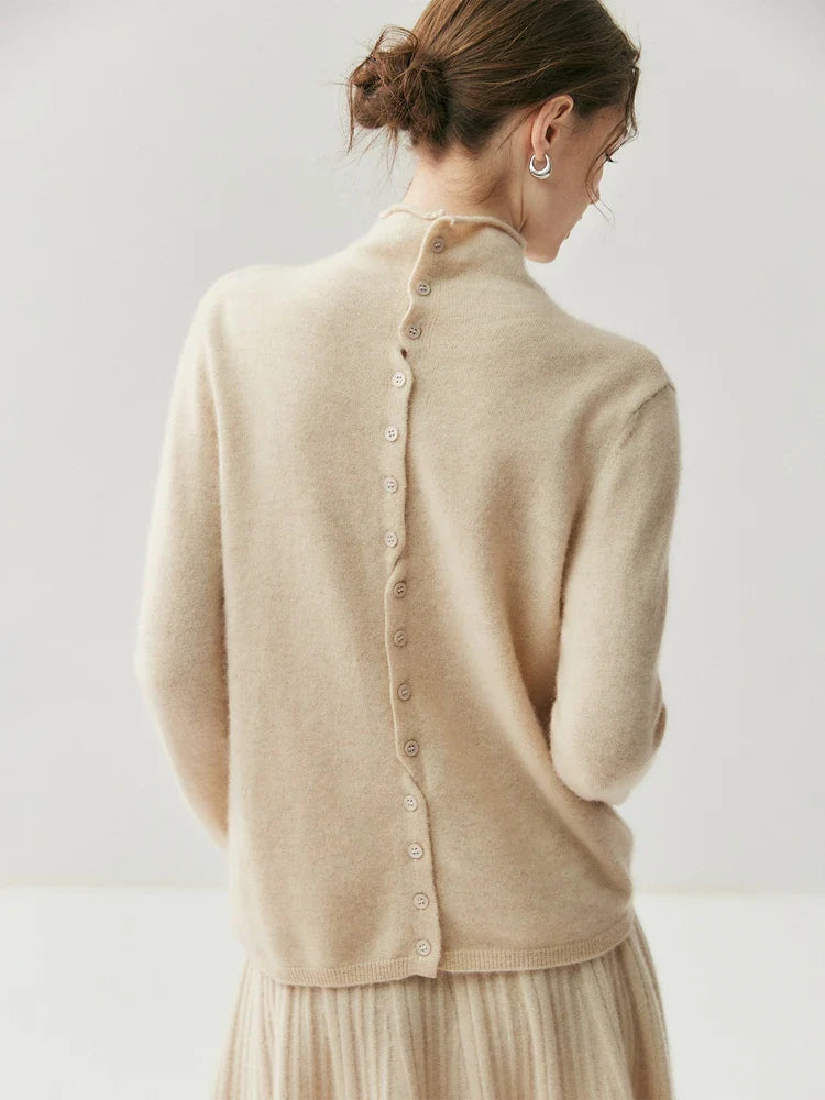 Solène | cashmere-blend sweater with back button placket