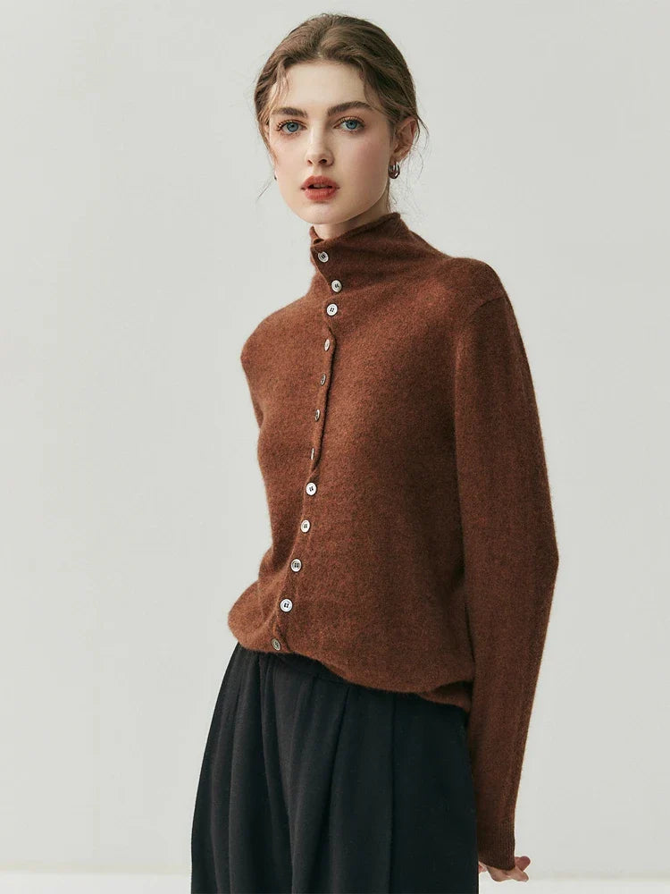 Solène | cashmere-blend sweater with back button placket