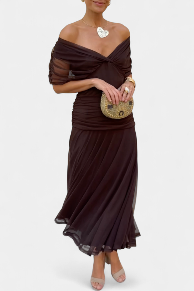 Amélina | Elegant Off-Shoulder Evening Dress