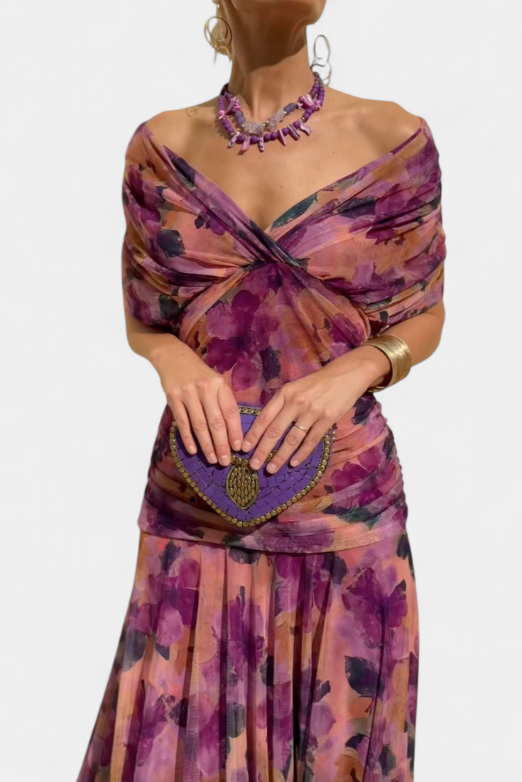 Amélina | Elegant Off-Shoulder Evening Dress