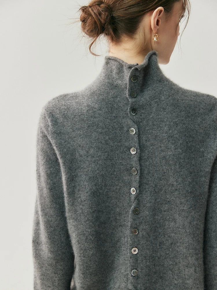 Solène | cashmere-blend sweater with back button placket
