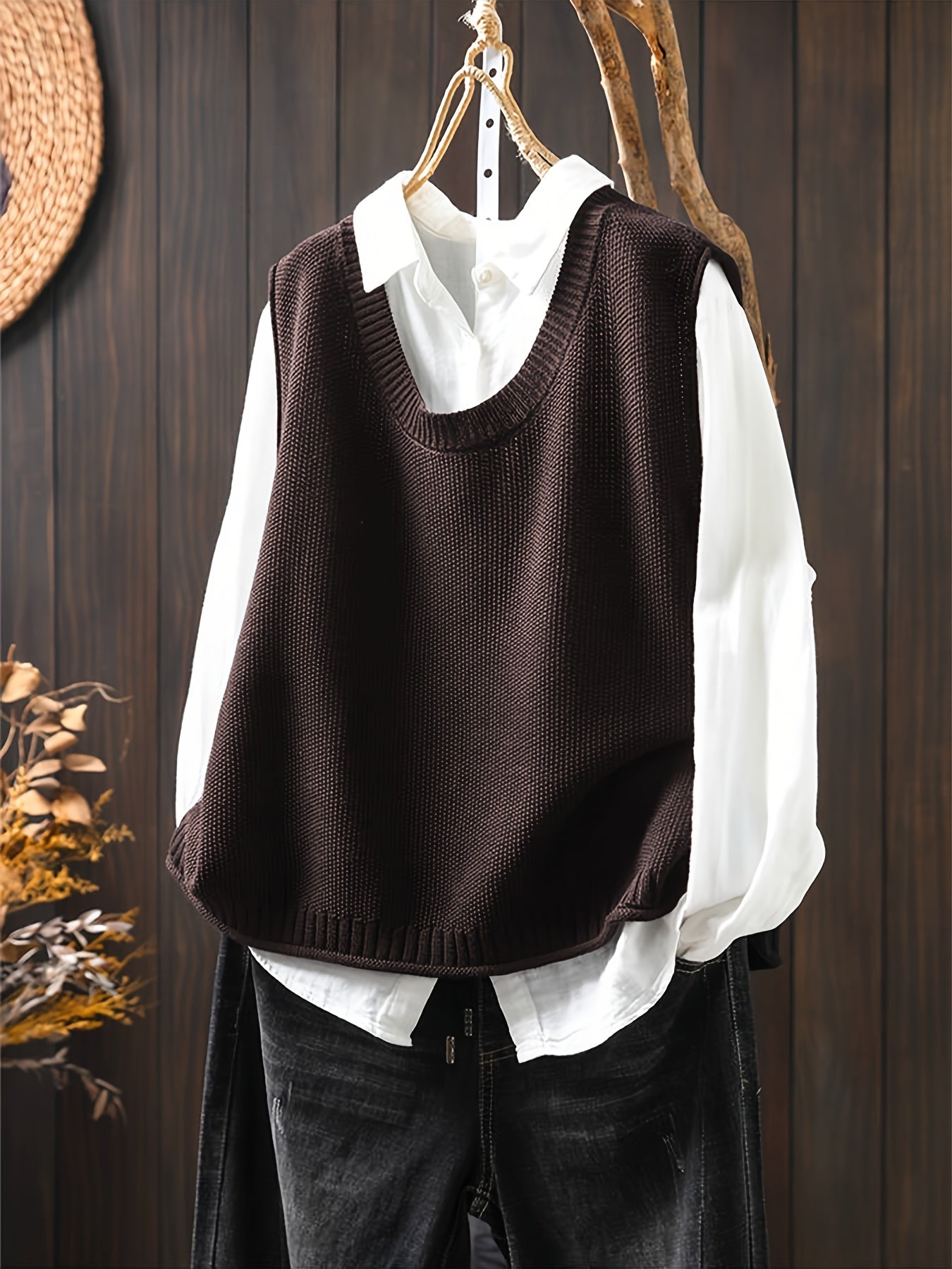 Avery | Classic Knit Vest with Layered Shirt Look