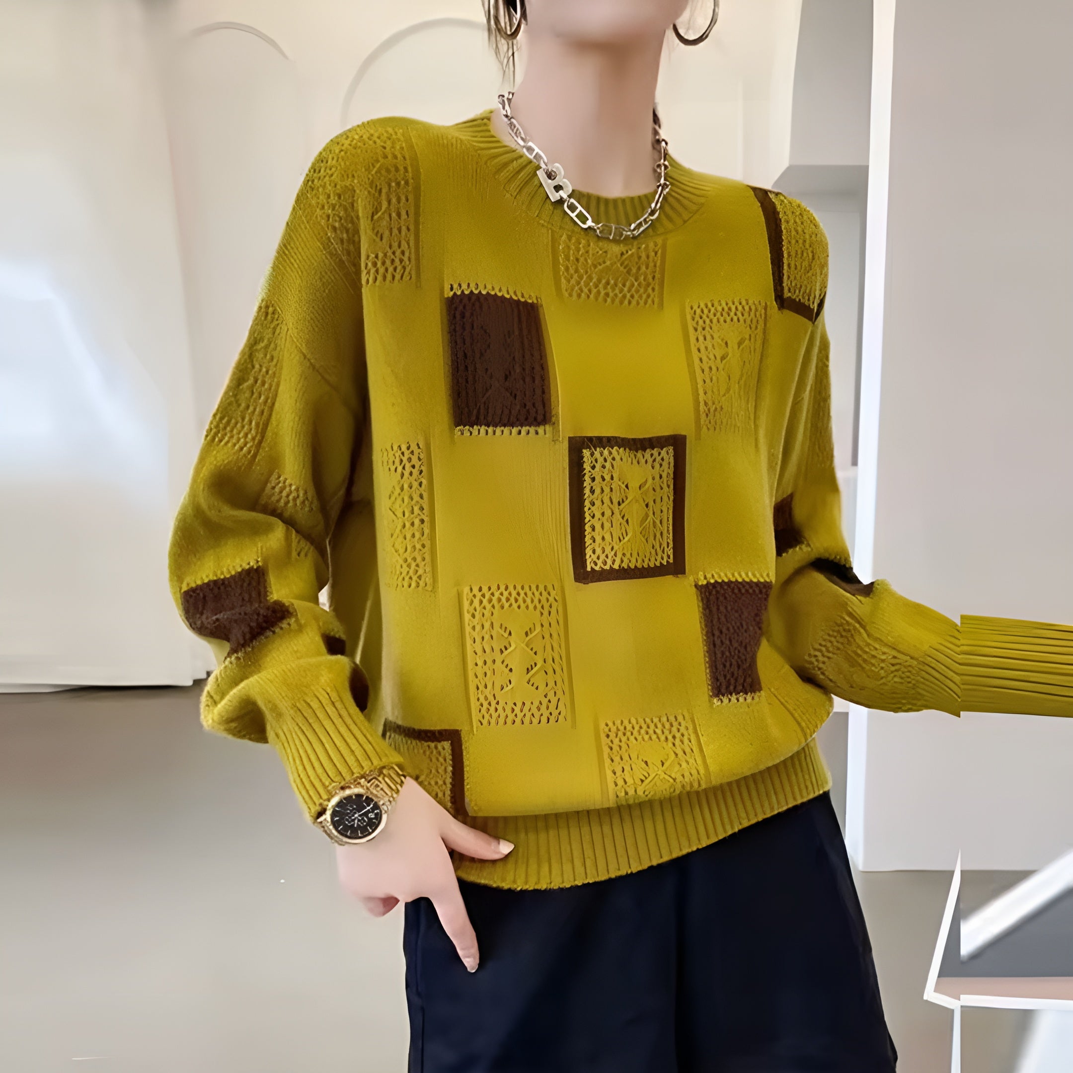 Claudine™ | Geometric Knit Sweater
