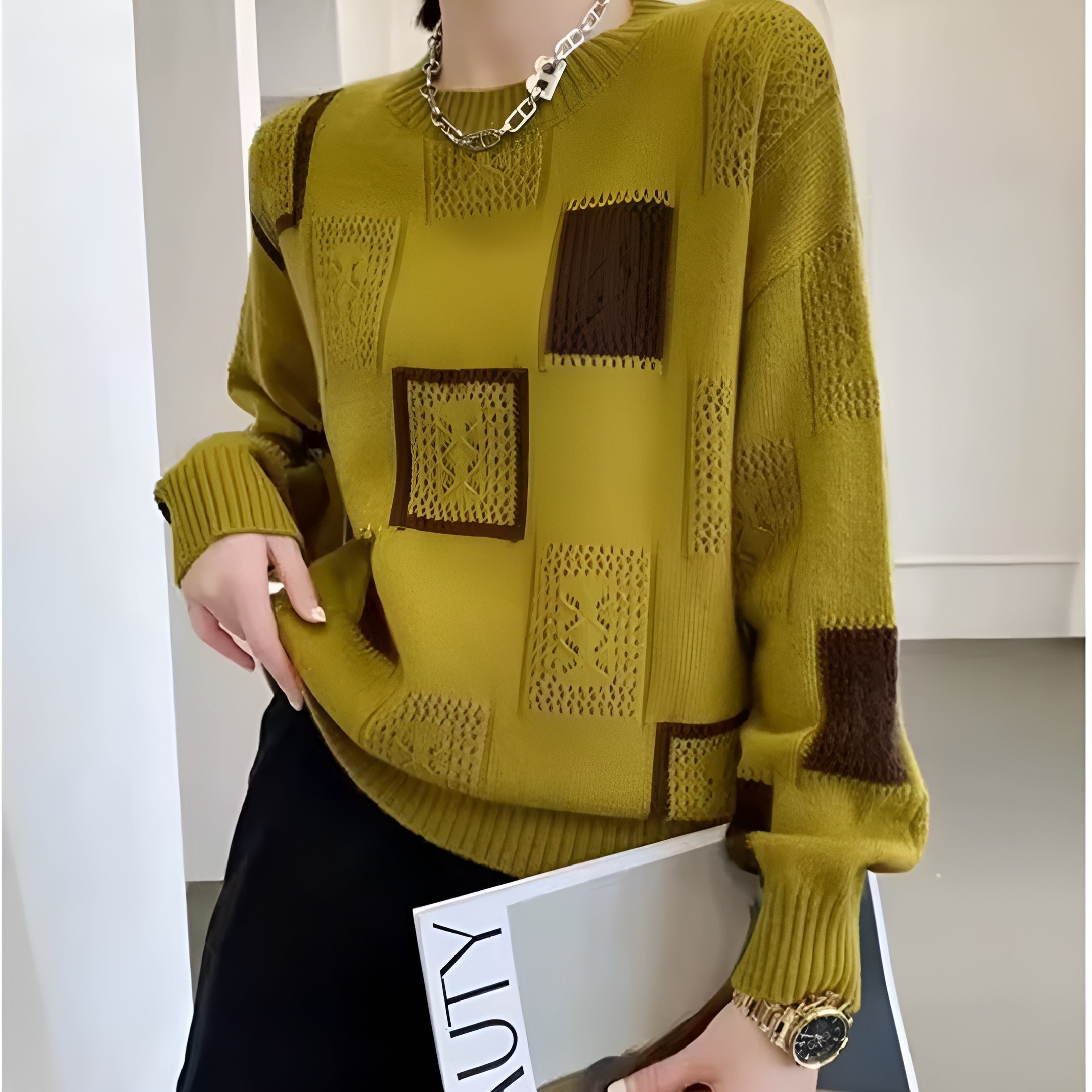 Claudine™ | Geometric Knit Sweater