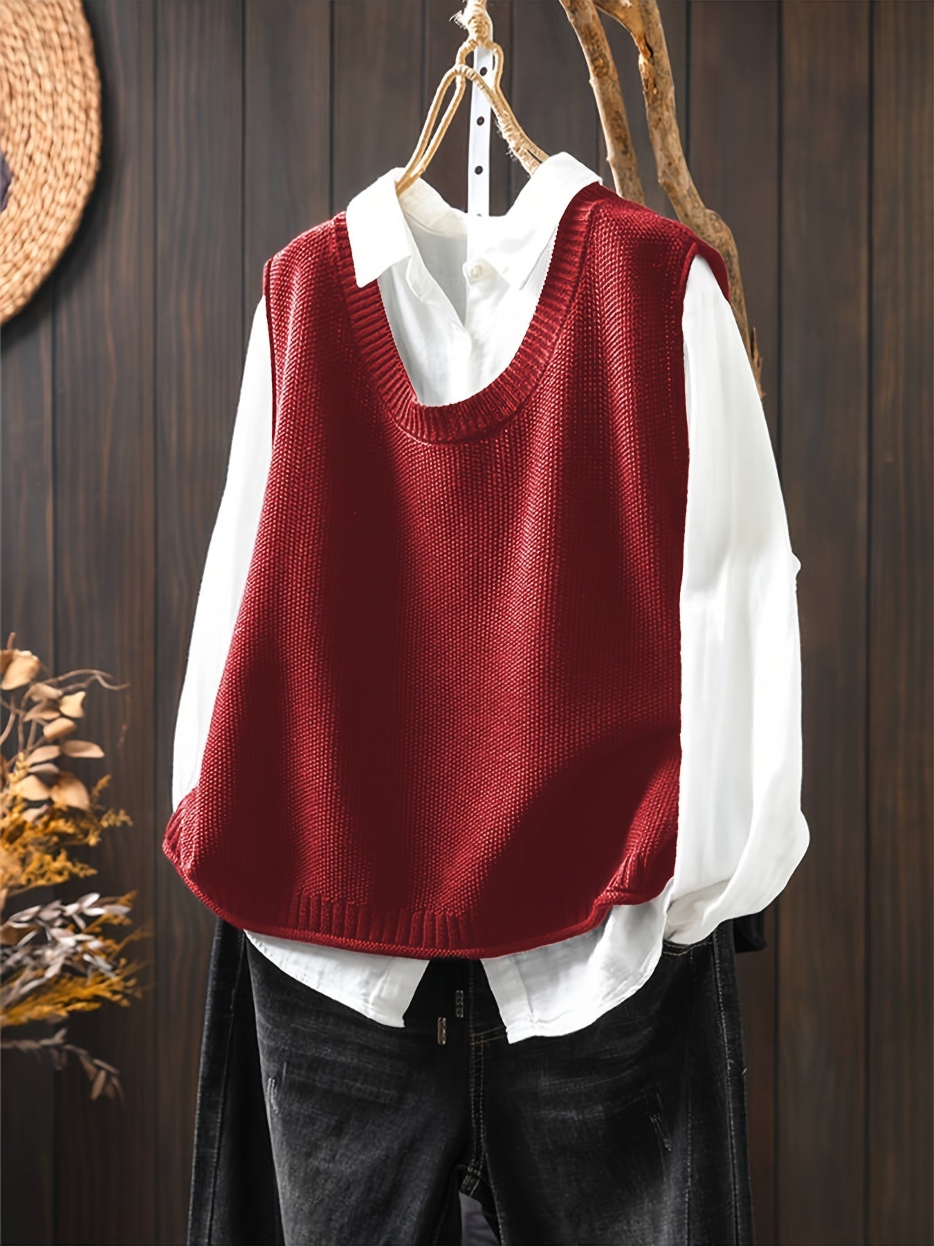 Avery | Classic Knit Vest with Layered Shirt Look