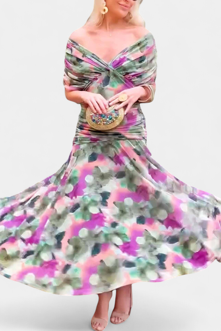 Amélina | Elegant Off-Shoulder Evening Dress
