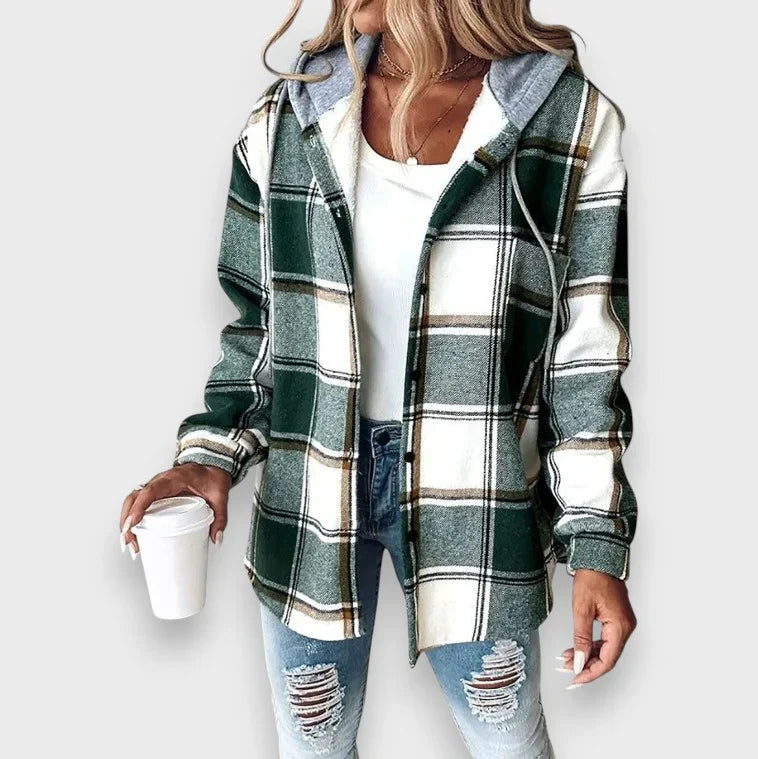 Luna | Plaid Flannel Hoodie Shirt